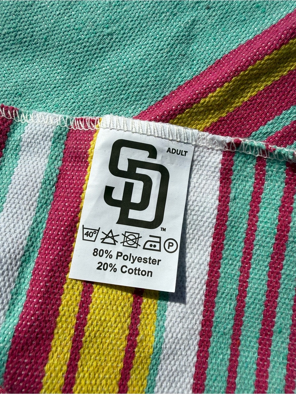 San Diego Padres City Connect Striped Poncho - Mint, Pink & Yellow -New - Picture 3 of 4